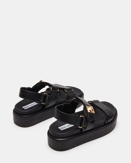 BIGMONA Black Leather Women's Platform Sandal | Steve Madden