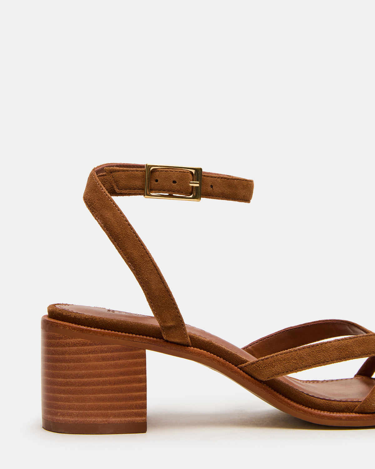 TILLY Chestnut Suede Square-Toe Block Heel Strappy Women's Sandal | Steve Madden