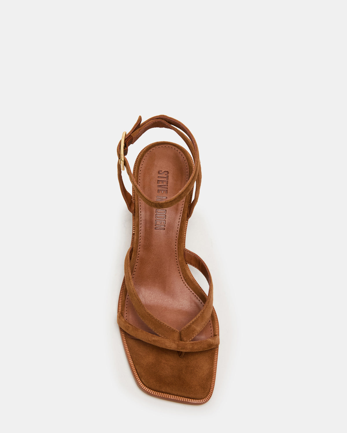 TILLY Chestnut Suede Square-Toe Block Heel Strappy Women's Sandal | Steve Madden