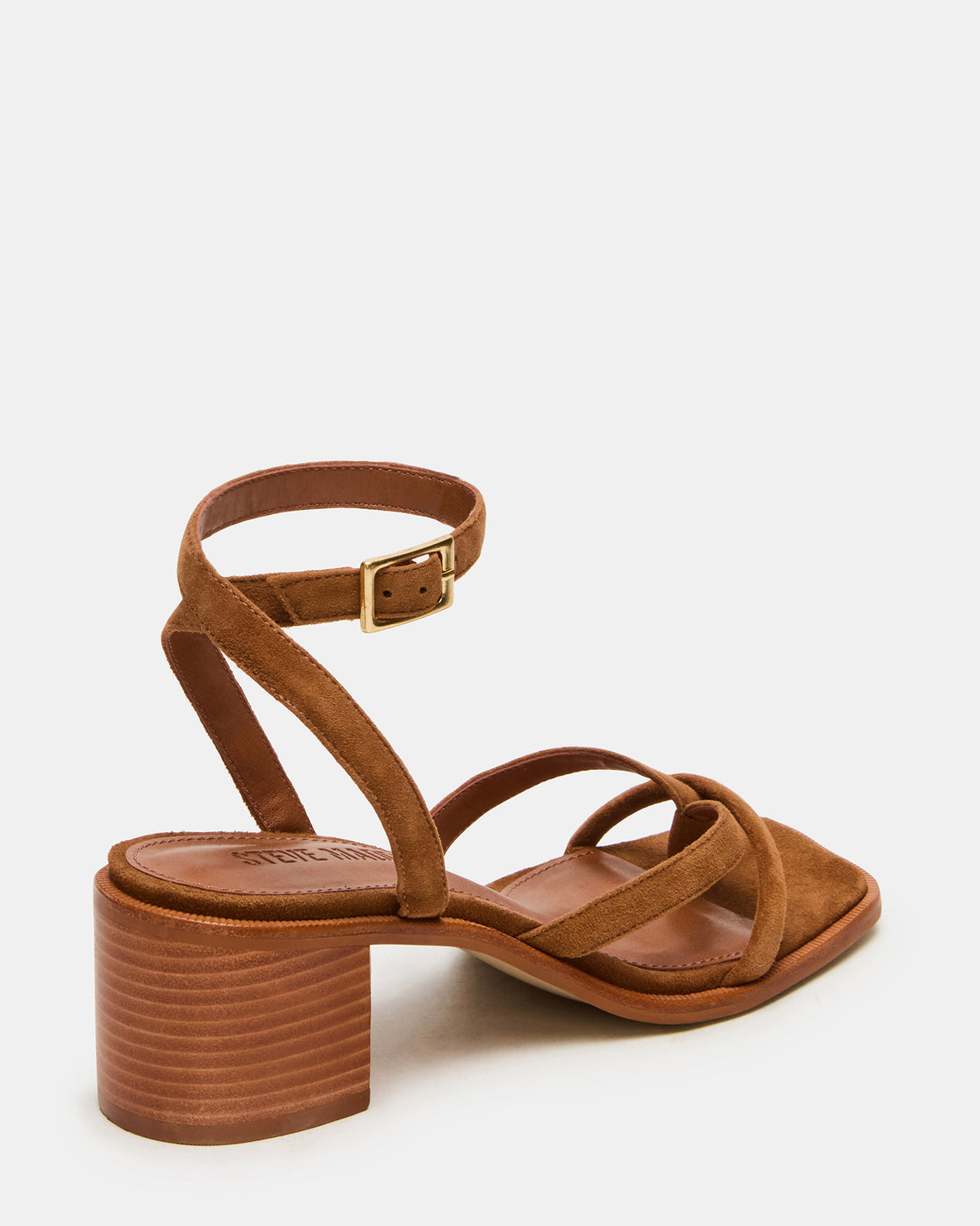 TILLY Chestnut Suede Square-Toe Block Heel Strappy Women's Sandal | Steve Madden