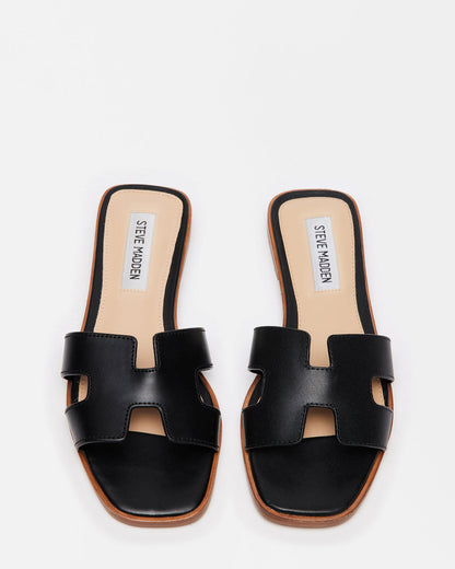 HADYN Black Leather Sandal | Women's Designer Sandals | Steve Madden