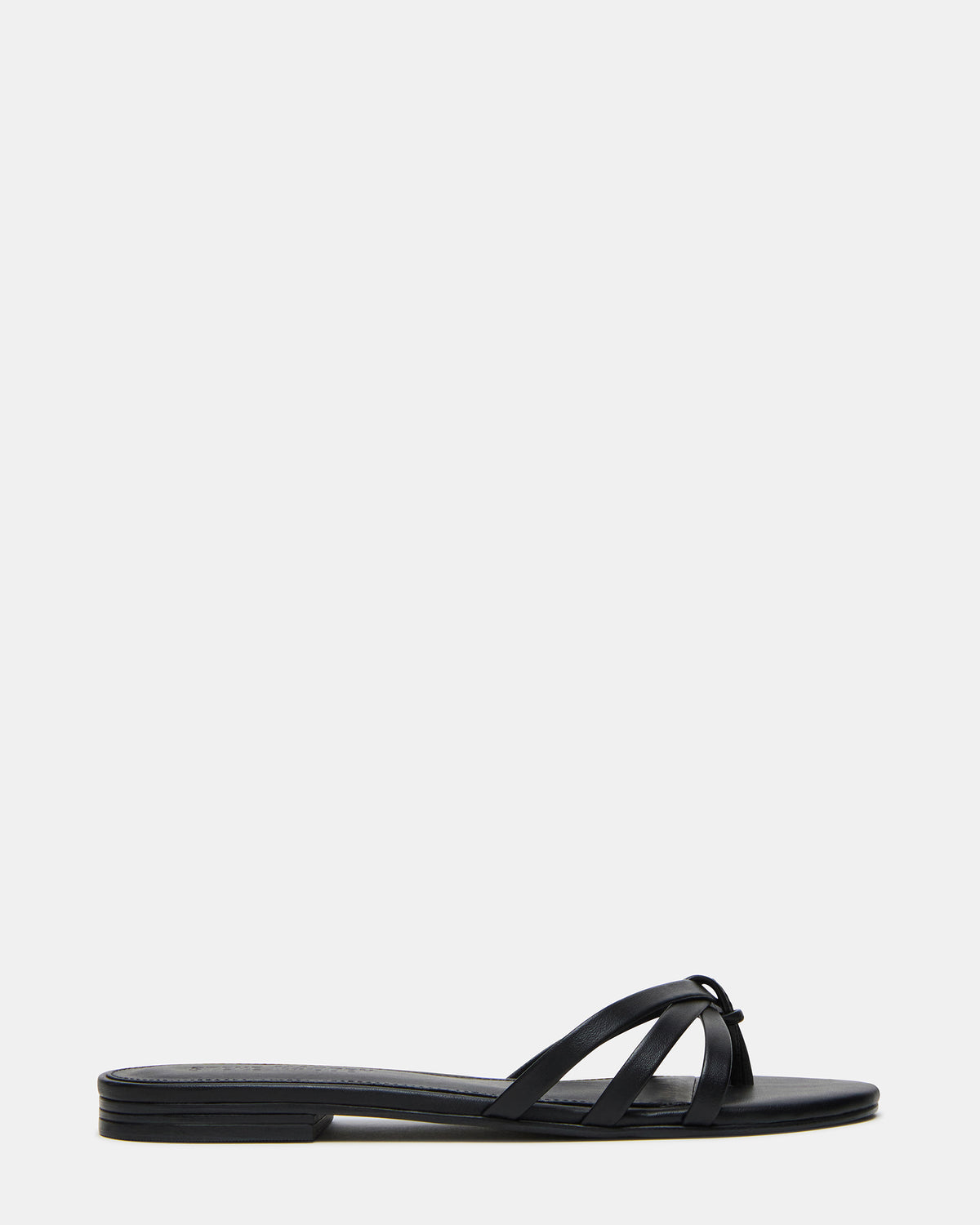 CALISSI Black Leather Strappy Slide Women's Sandal | Steve Madden