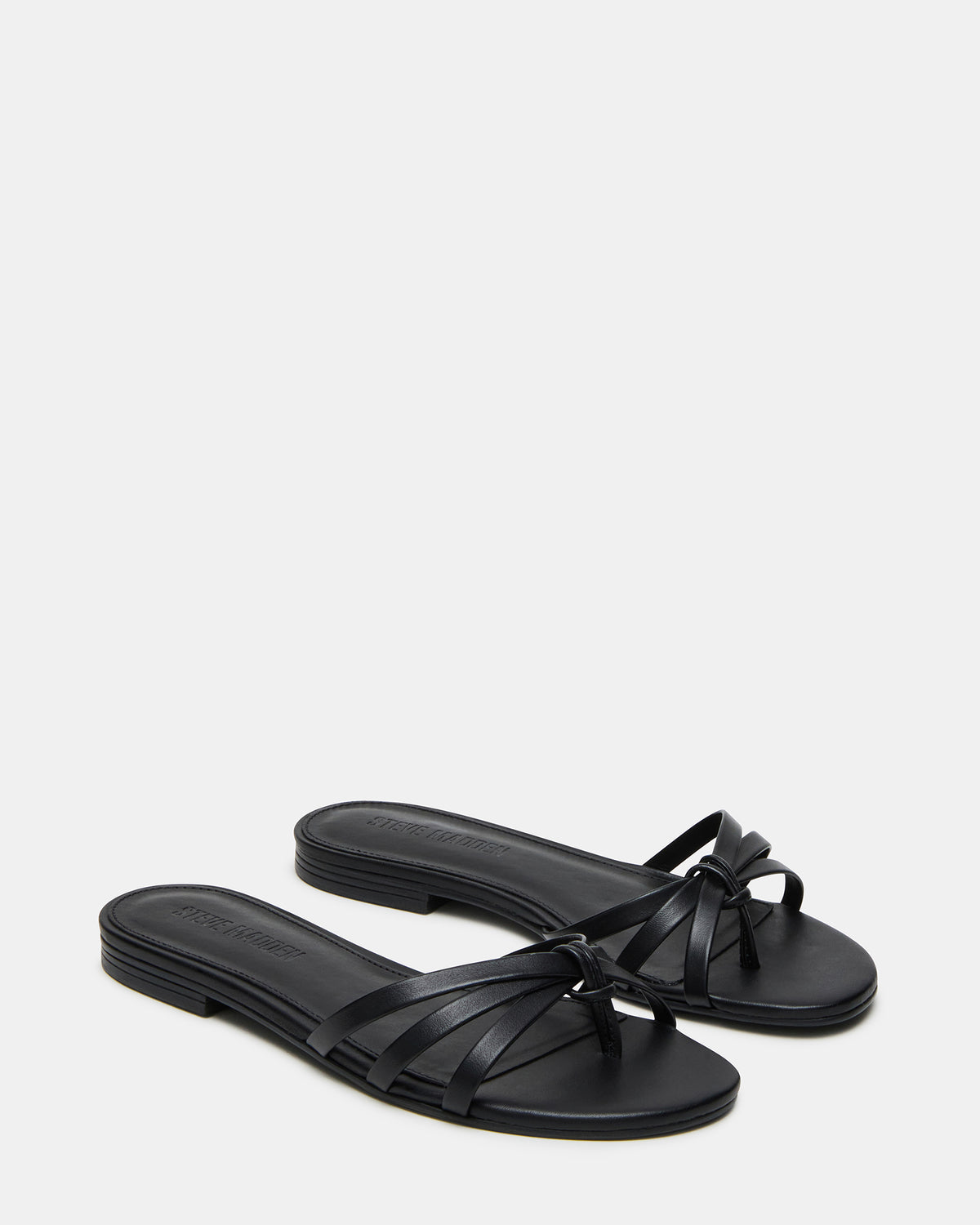 CALISSI Black Leather Strappy Slide Women's Sandal | Steve Madden