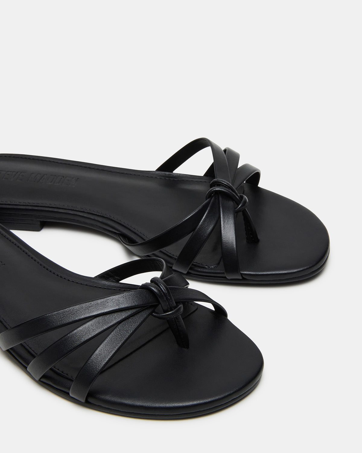 CALISSI Black Leather Strappy Slide Women's Sandal | Steve Madden