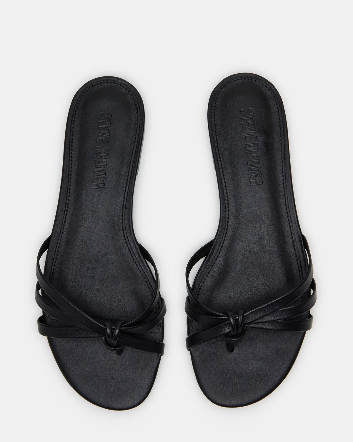 CALISSI Black Leather Strappy Slide Women's Sandal | Steve Madden