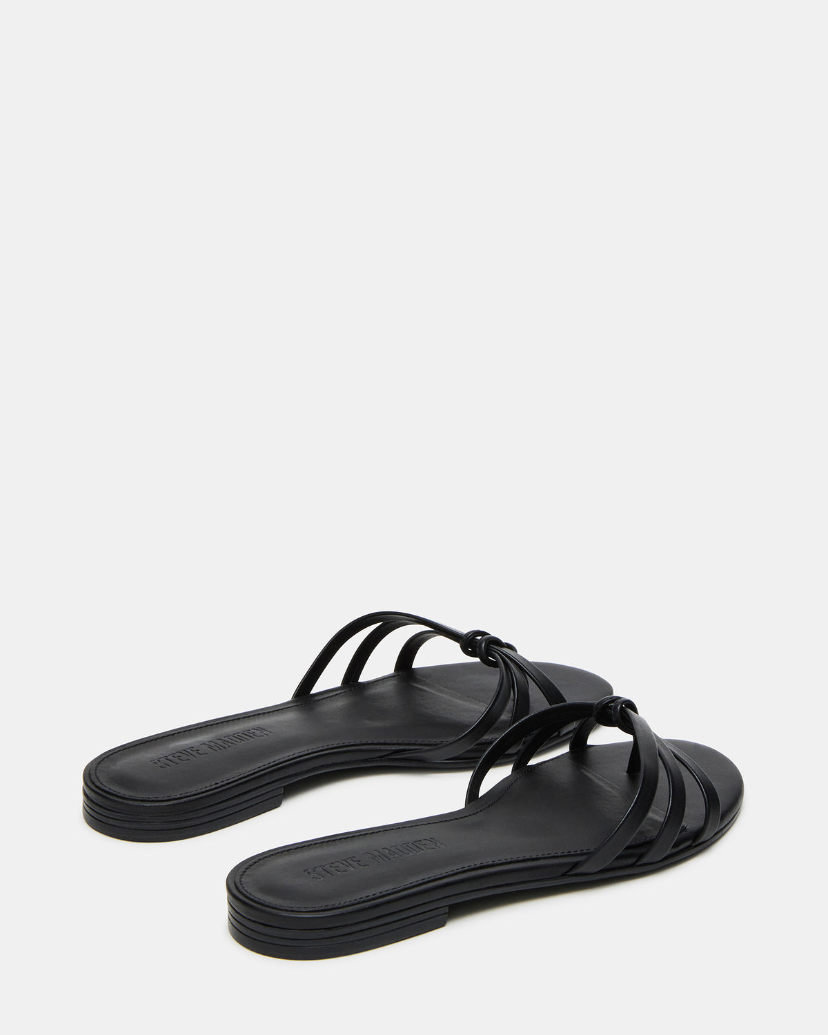 CALISSI Black Leather Strappy Slide Women's Sandal | Steve Madden