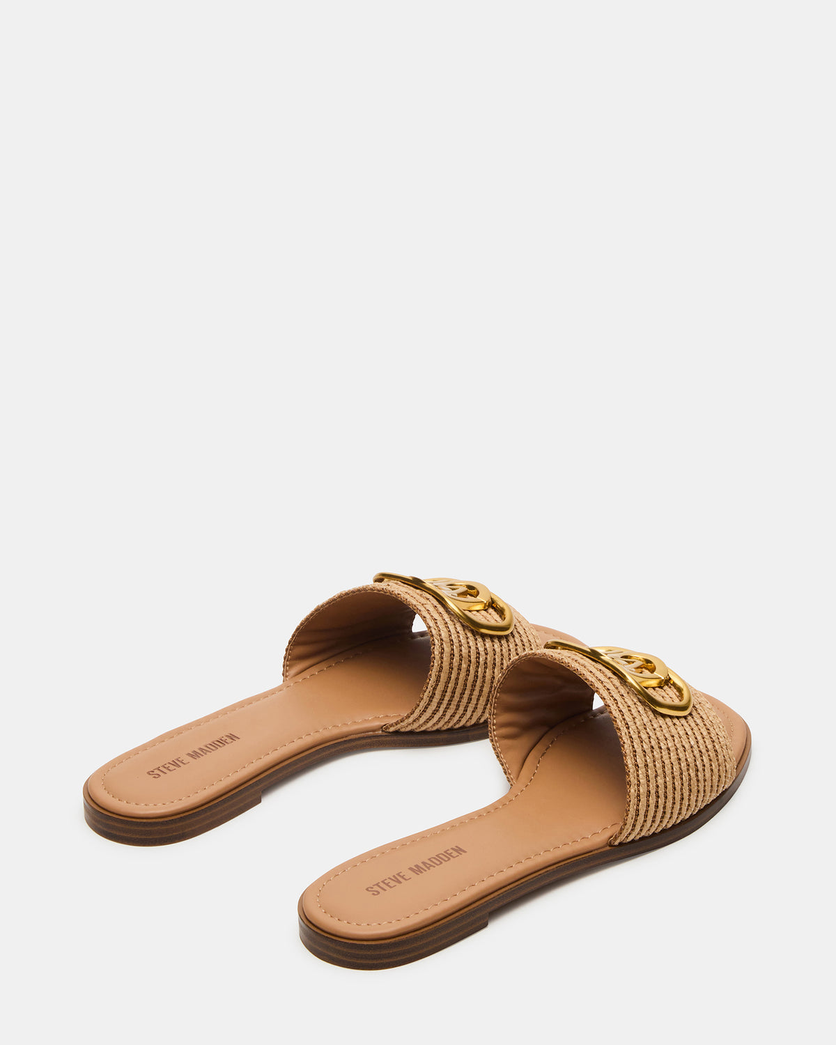 KORA Natural Raffia Gold Detail Slide Women's Sandal | Steve Madden