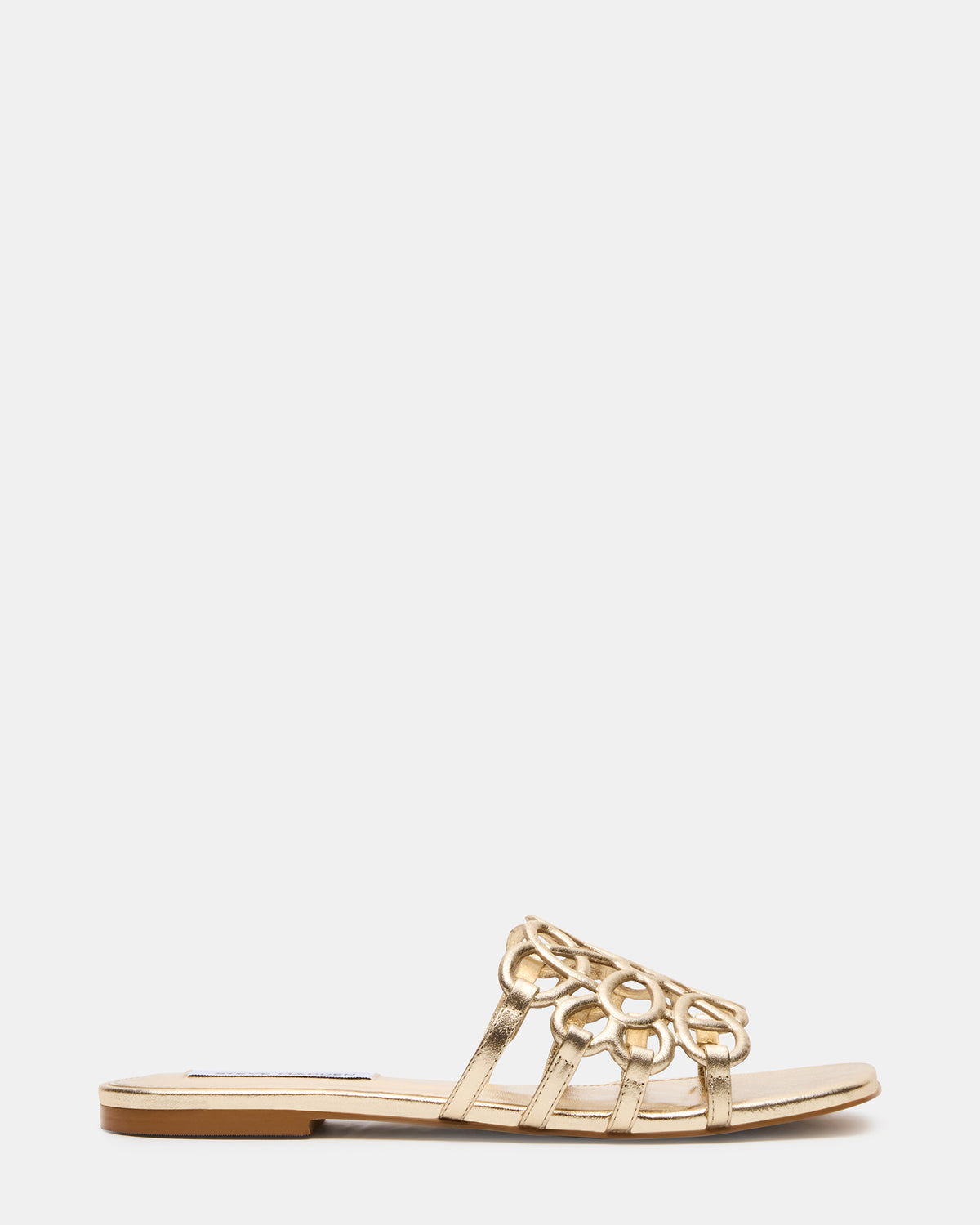 LOTUS Gold Leather Square-Toe Slide Women's Sandal | Steve Madden