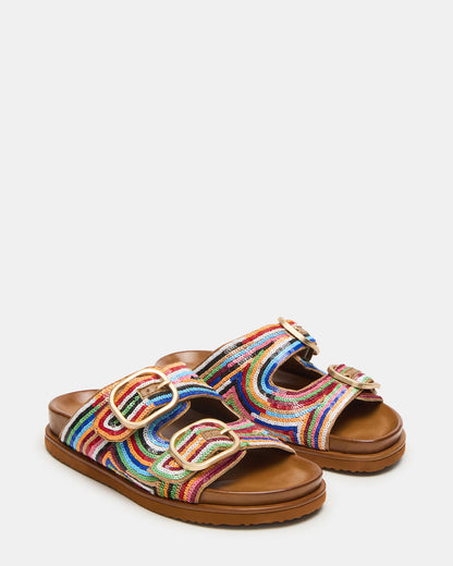 TOURIST Multi Color Footbed Slide Women's Sandal | Steve Madden