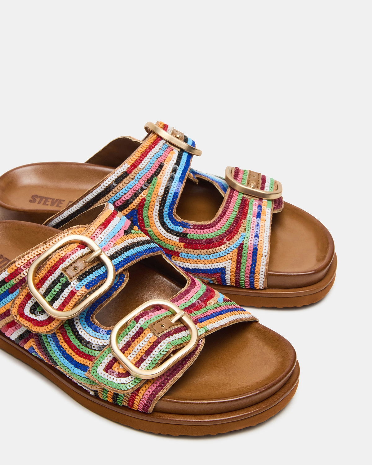 TOURIST Multi Color Footbed Slide Women's Sandal | Steve Madden
