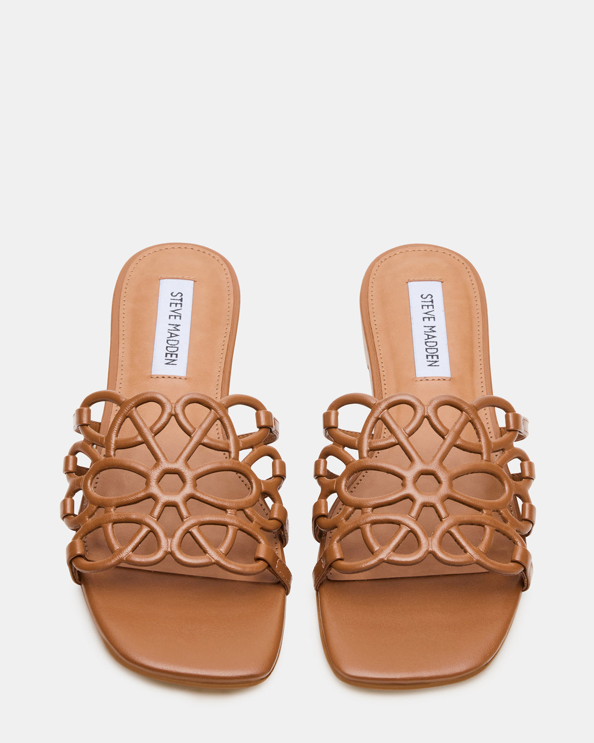 LOTUS Tan Leather Square-Toe Slide Women's Sandal | Steve Madden