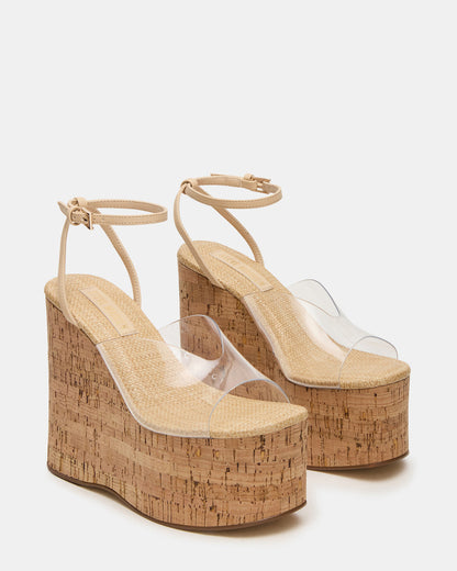 SINAI Clear Square-Toe Platform Wedge Strappy Women's Sandal | Steve Madden