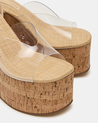SINAI Clear Square-Toe Platform Wedge Strappy Women's Sandal | Steve Madden
