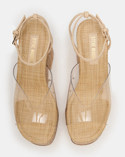 SINAI Clear Square-Toe Platform Wedge Strappy Women's Sandal | Steve Madden