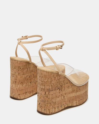 SINAI Clear Square-Toe Platform Wedge Strappy Women's Sandal | Steve Madden