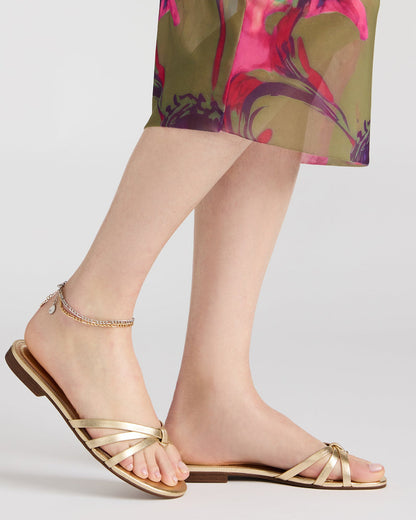 CALISSI Champagne Leather Strappy Women's Slide Sandal | Steve Madden