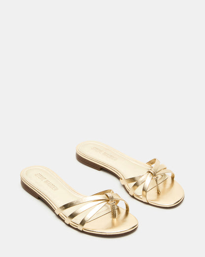 CALISSI Champagne Leather Strappy Women's Slide Sandal | Steve Madden