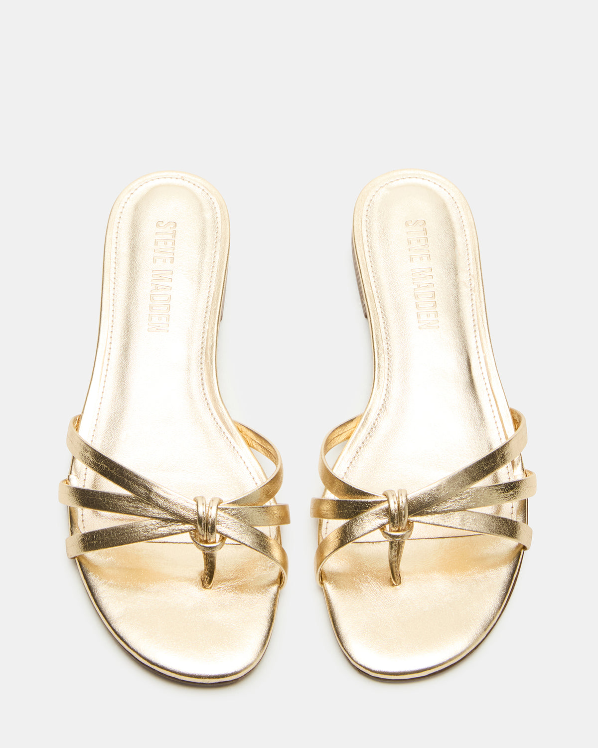 CALISSI Champagne Leather Strappy Women's Slide Sandal | Steve Madden