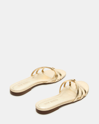 CALISSI Champagne Leather Strappy Women's Slide Sandal | Steve Madden