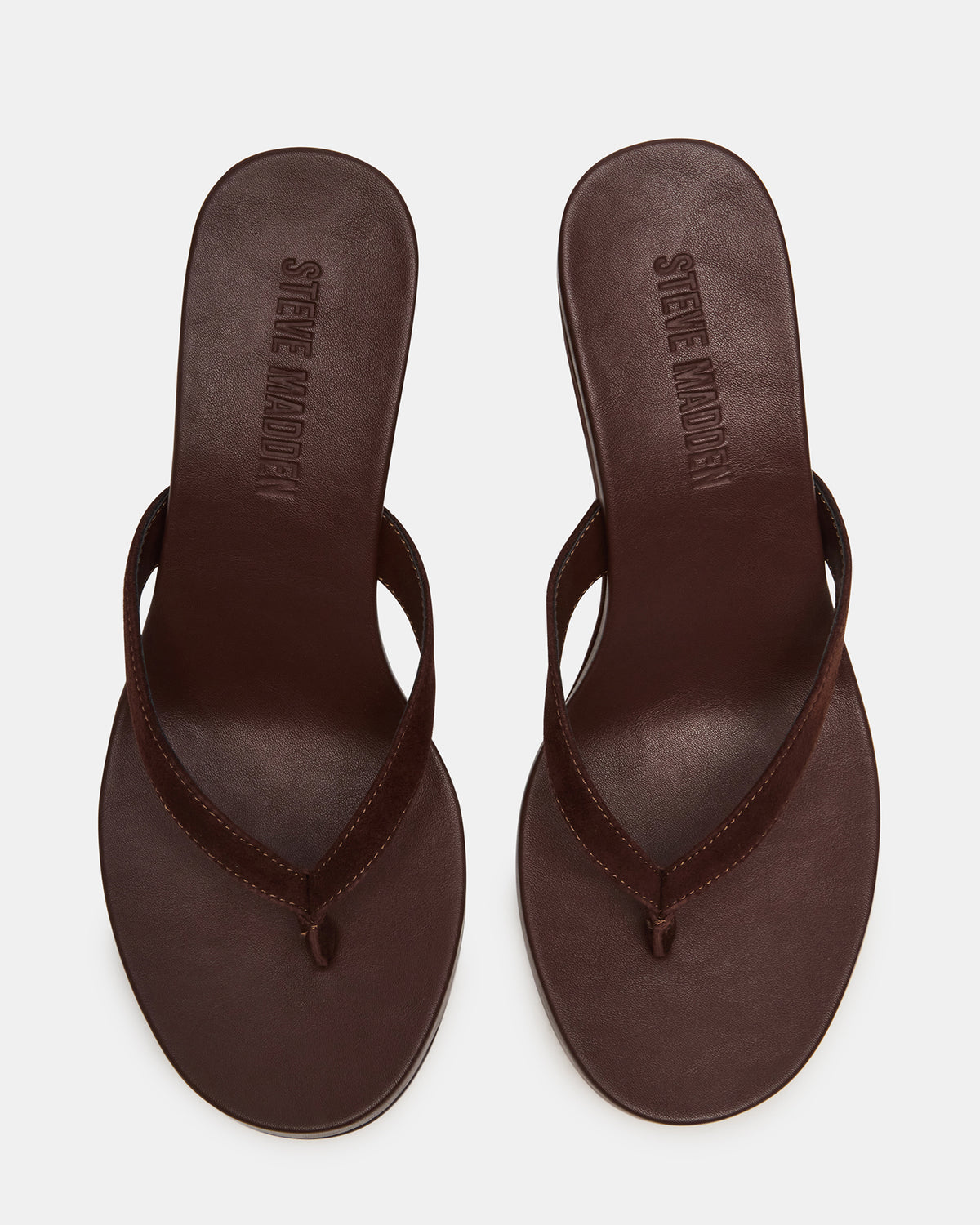 PLAYING Brown Suede Thong Wedge Women's Sandal | Steve Madden