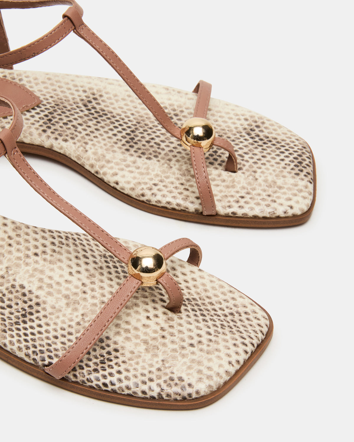 RITZY Natural Snake Square-Toe Strappy Women's Sandal | Steve Madden