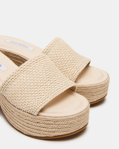 TRIPPY Natural Raffia Platform Mule Women's Sandal | Steve Madden