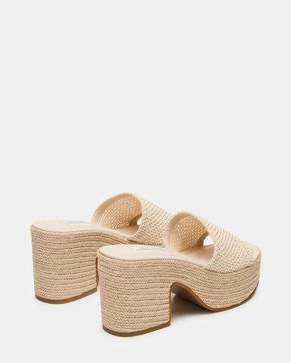TRIPPY Natural Raffia Platform Mule Women's Sandal | Steve Madden