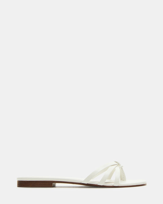CALISSI White Leather Strappy Women's Slide Sandal | Steve Madden