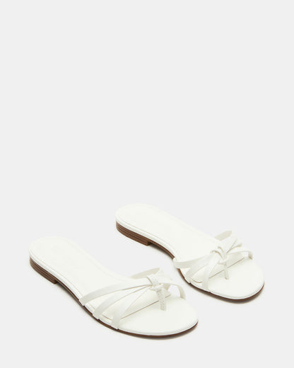 CALISSI White Leather Strappy Women's Slide Sandal | Steve Madden