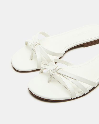 CALISSI White Leather Strappy Women's Slide Sandal | Steve Madden