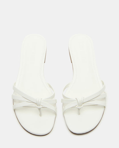 CALISSI White Leather Strappy Women's Slide Sandal | Steve Madden
