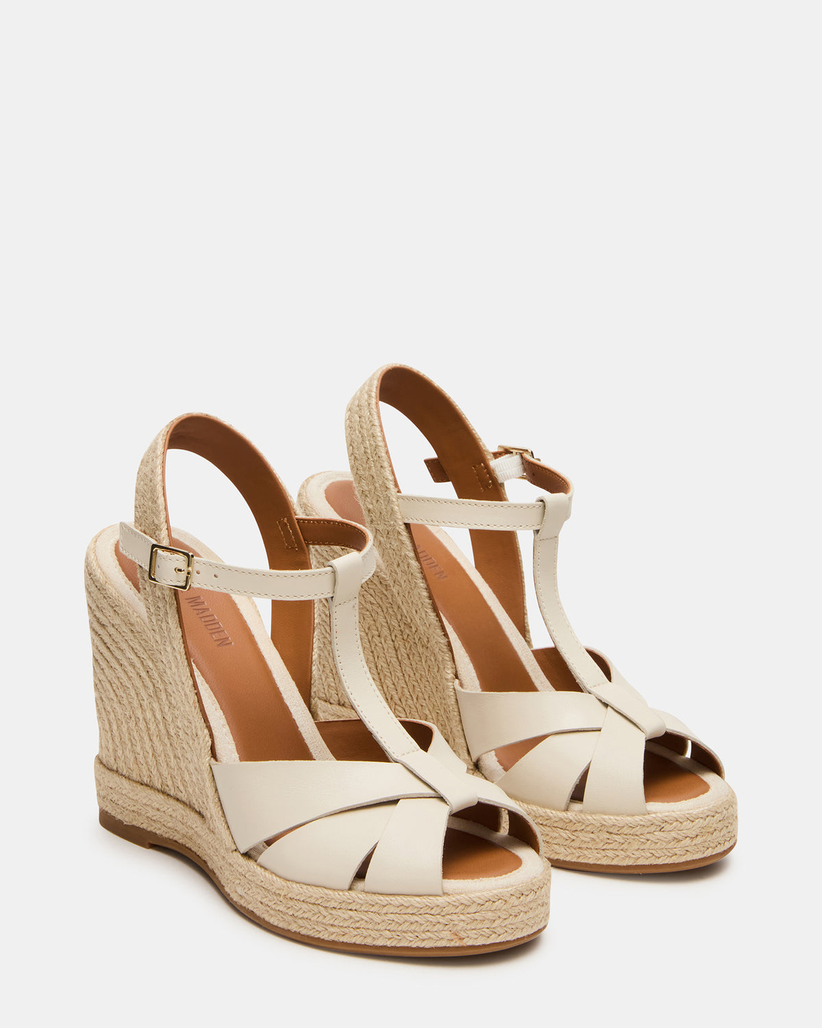 THELMA Bone Leather Espadrille Wedge Ankle Strap Women's Sandal | Steve Madden