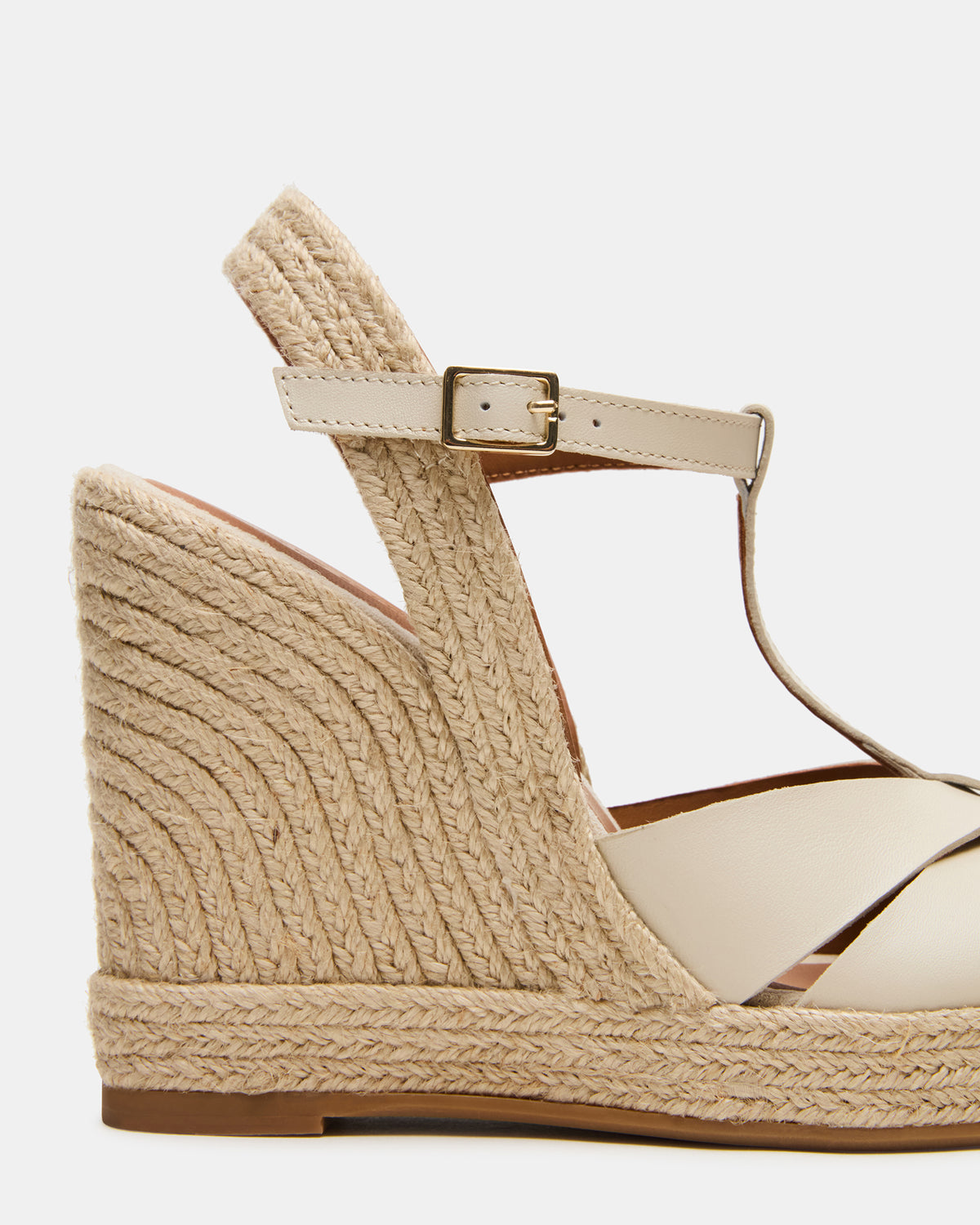 THELMA Bone Leather Espadrille Wedge Ankle Strap Women's Sandal | Steve Madden