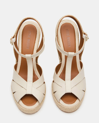 THELMA Bone Leather Espadrille Wedge Ankle Strap Women's Sandal | Steve Madden