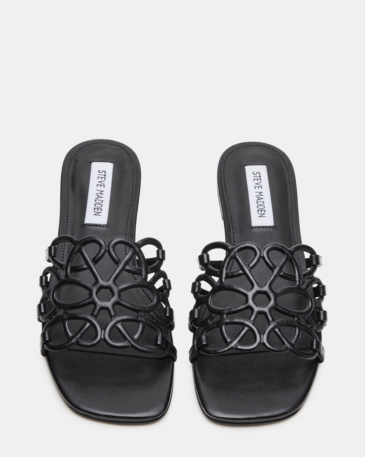 LOTUS Black Leather Square-Toe Slide Women's Sandal | Steve Madden