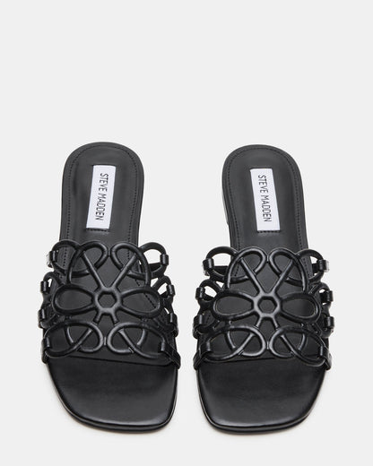 LOTUS Black Leather Square-Toe Slide Women's Sandal | Steve Madden