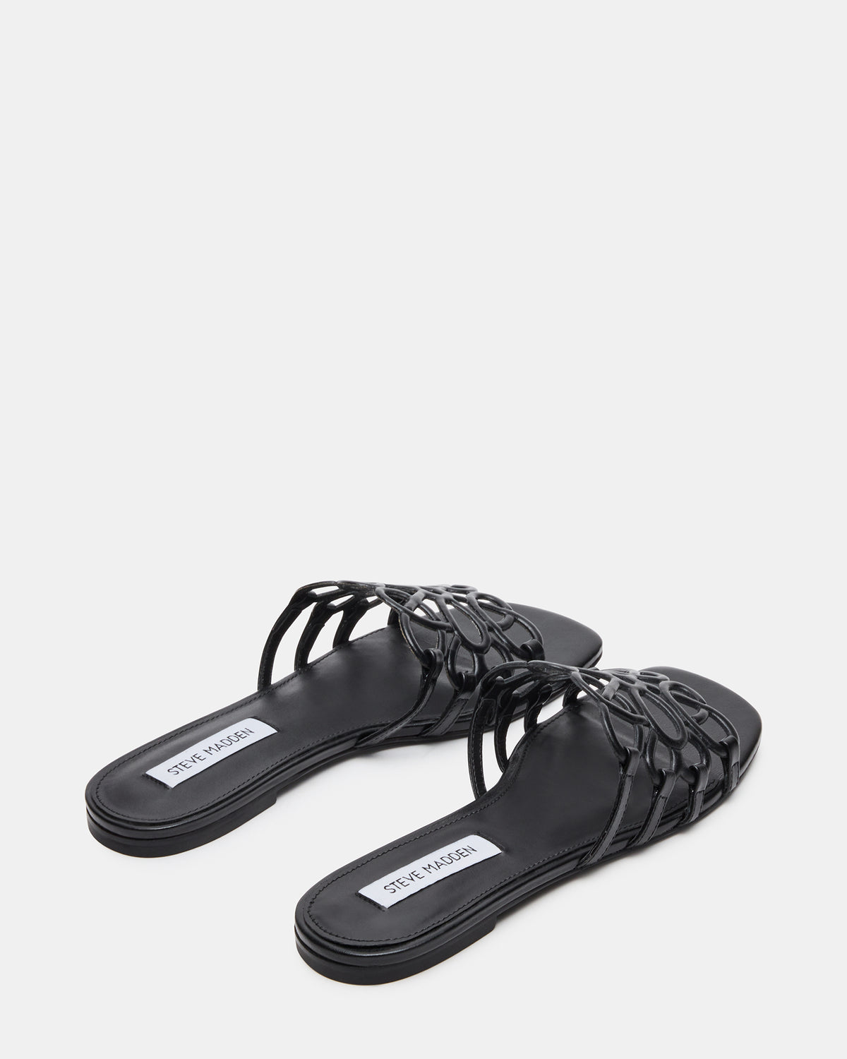 LOTUS Black Leather Square-Toe Slide Women's Sandal | Steve Madden