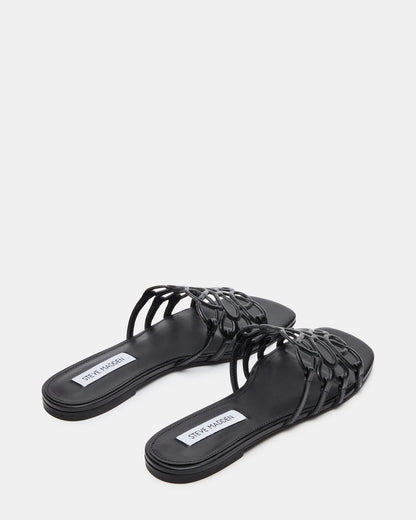 LOTUS Black Leather Square-Toe Slide Women's Sandal | Steve Madden