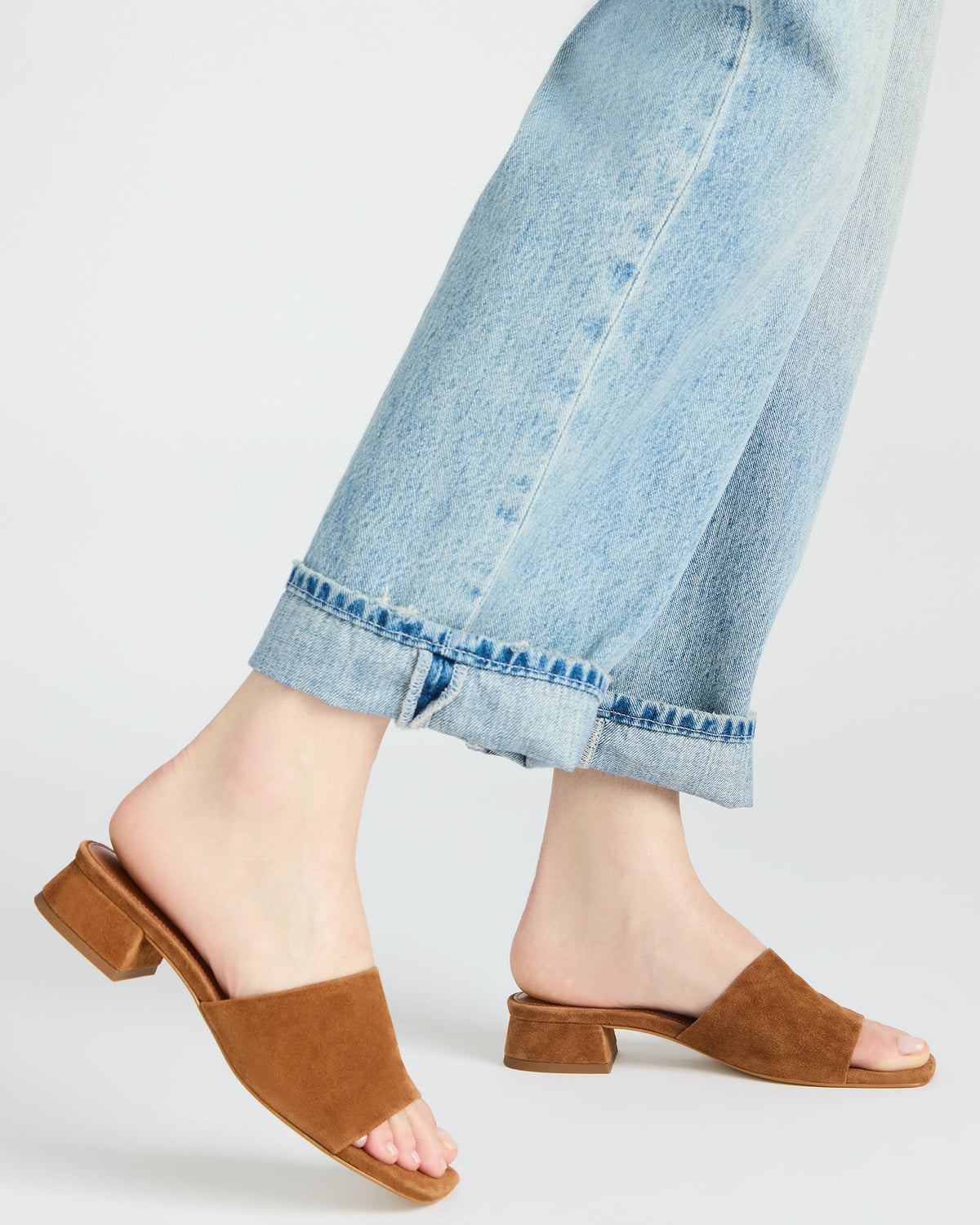 MONTGOMERY Chestnut Suede Square-Toe Slide Mule Women's Sandal | Steve Madden