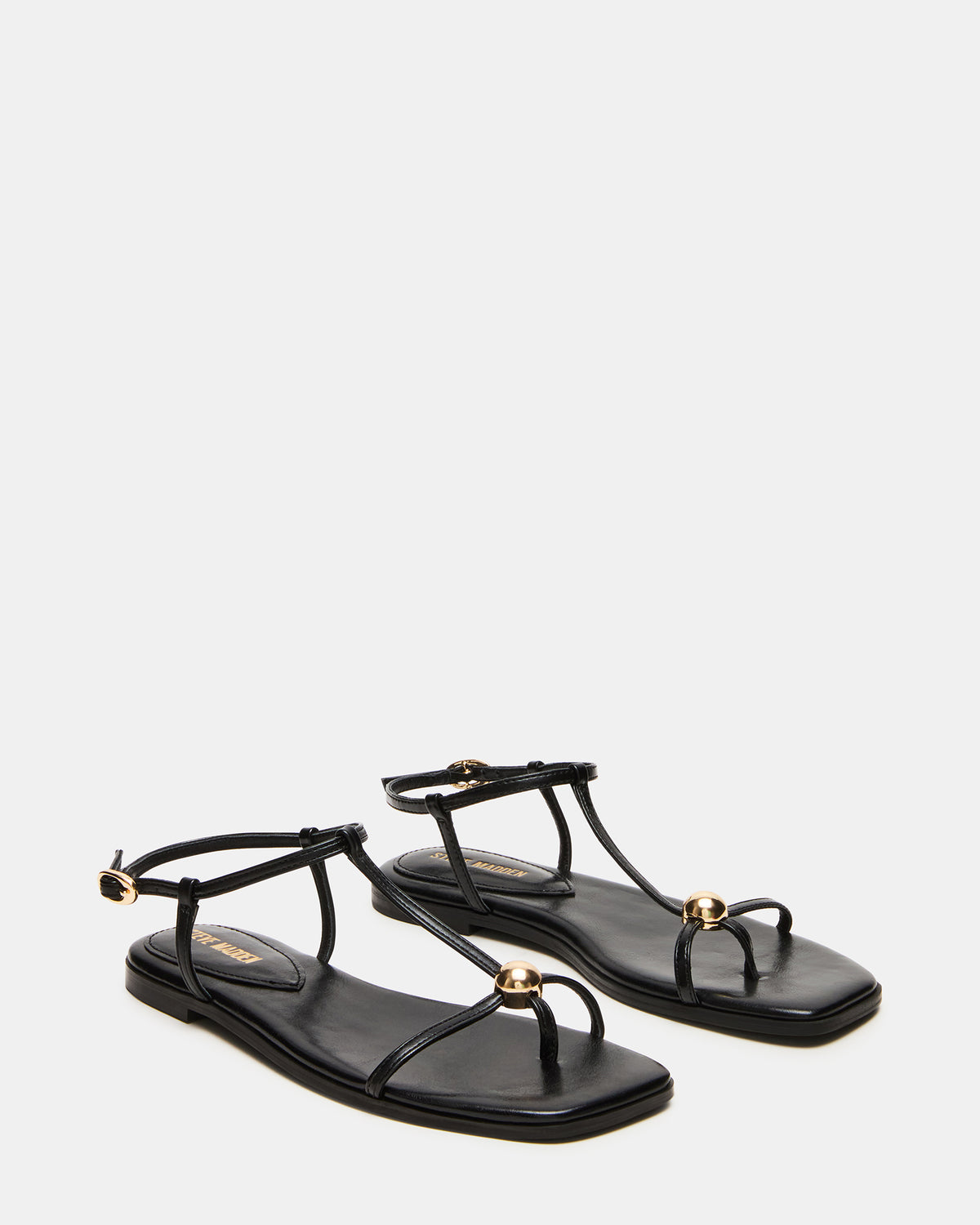 RITZY Black Square-Toe Strappy Women's Sandal | Steve Madden