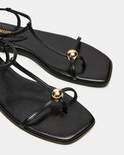 RITZY Black Square-Toe Strappy Women's Sandal | Steve Madden