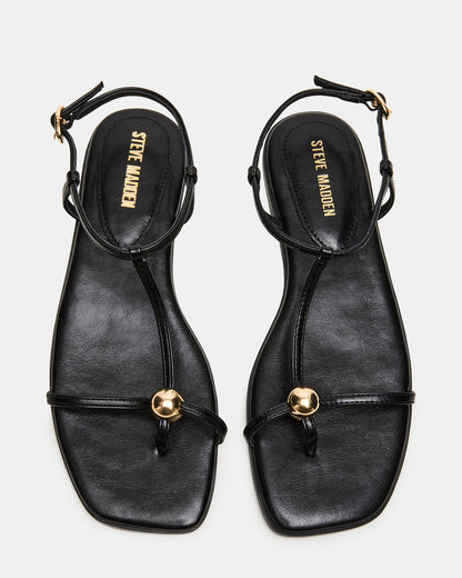RITZY Black Square-Toe Strappy Women's Sandal | Steve Madden
