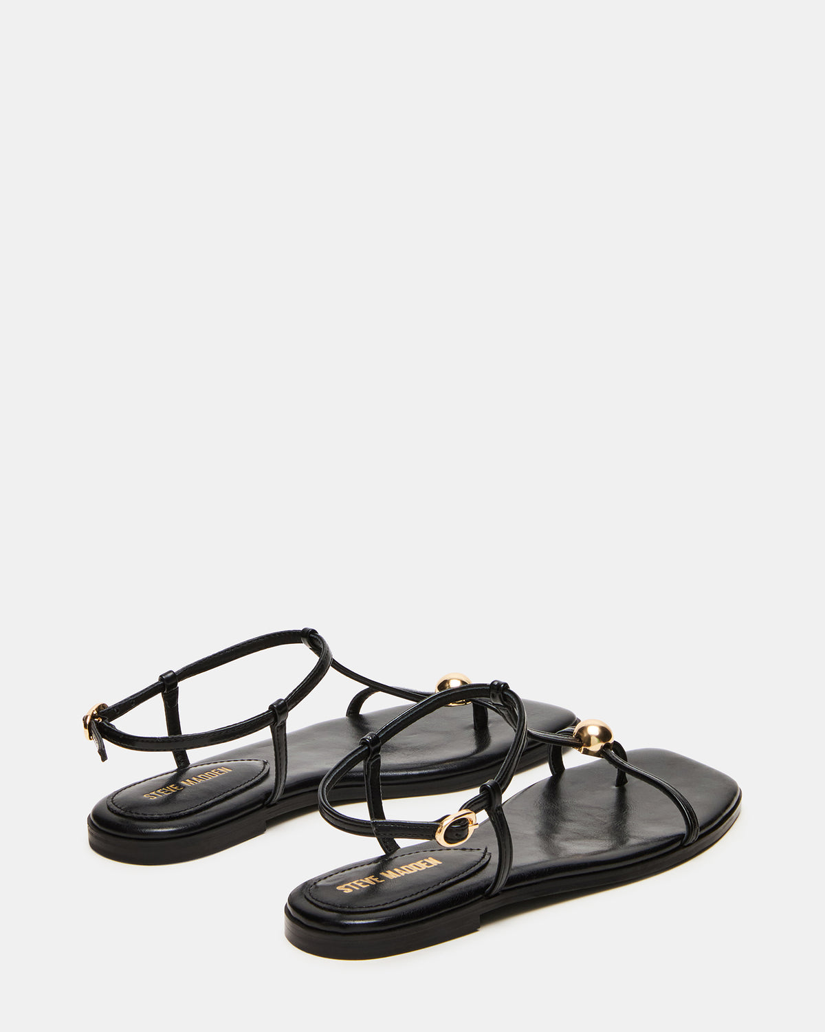 RITZY Black Square-Toe Strappy Women's Sandal | Steve Madden