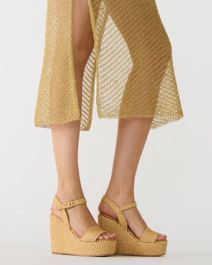 PALM Natural Raffia Platform Wedge Women's Sandal | Steve Madden