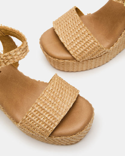 PALM Natural Raffia Platform Wedge Women's Sandal | Steve Madden