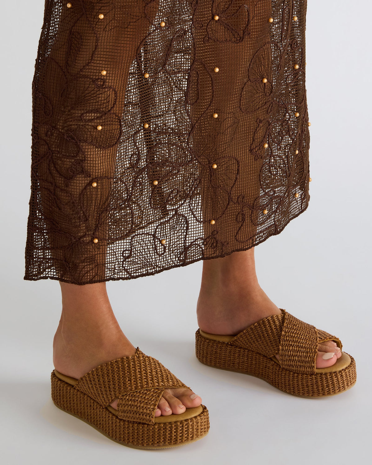 TULUM Brown Raffia Platform Flatform Women's Sandal | Steve Madden