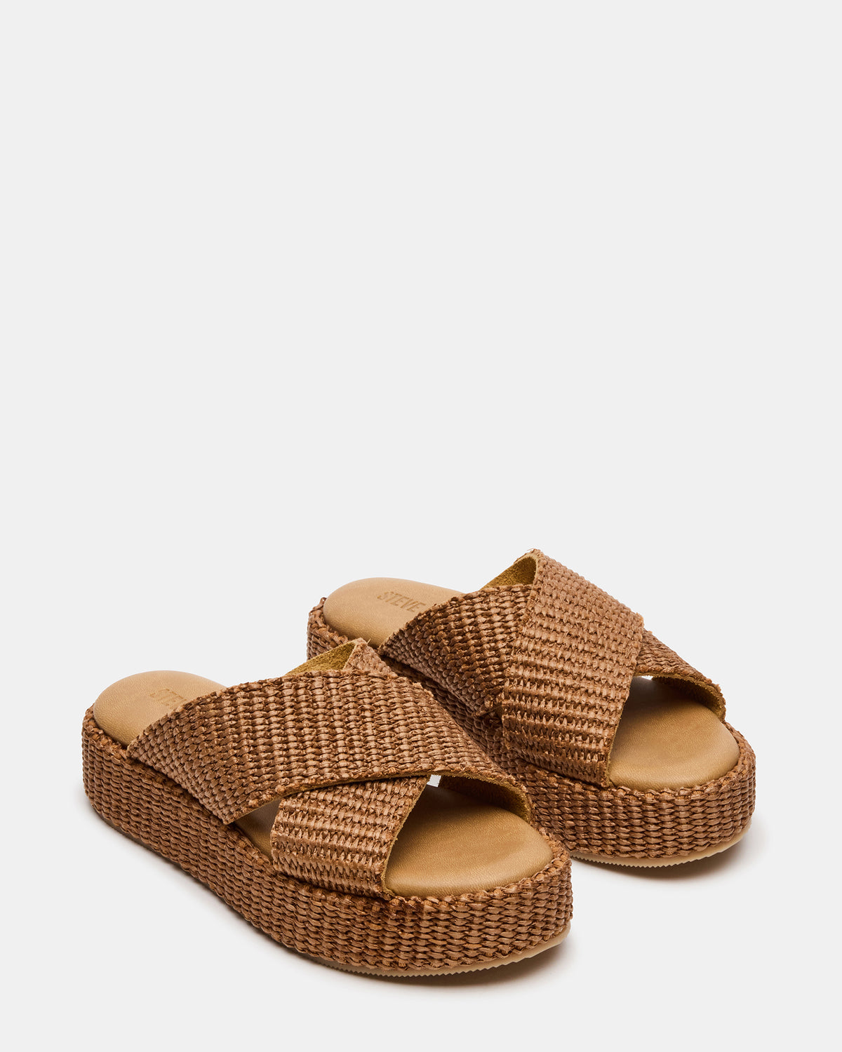 TULUM Brown Raffia Platform Flatform Women's Sandal | Steve Madden