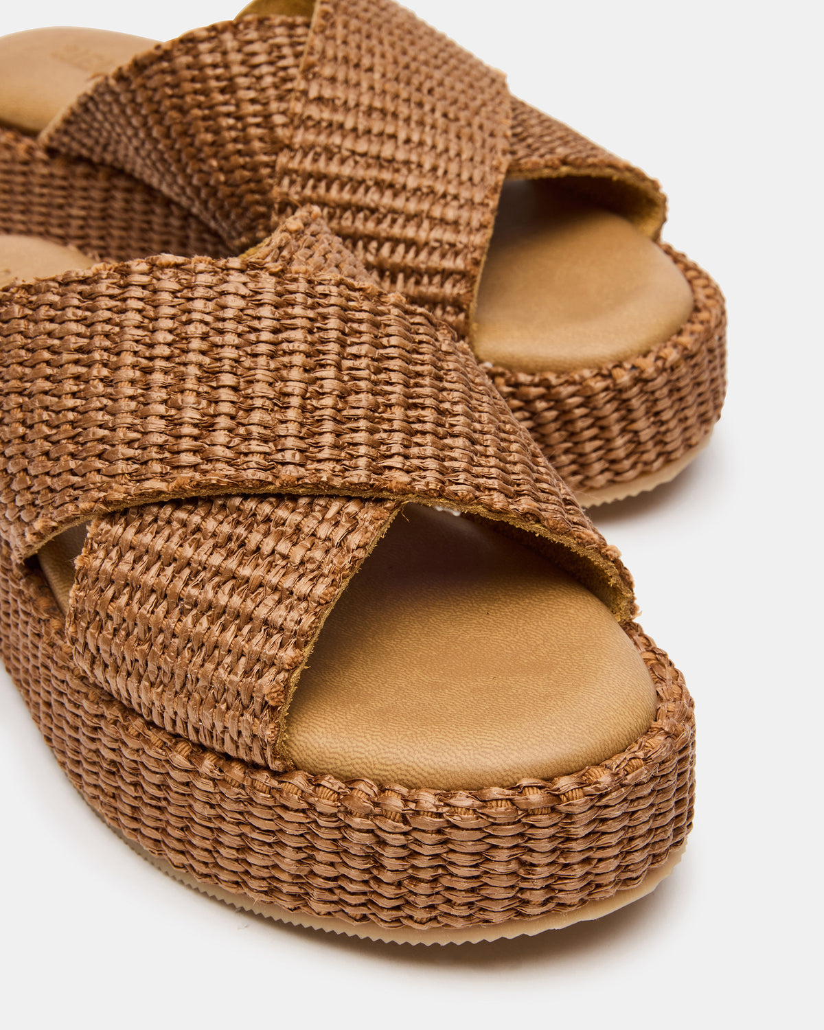 TULUM Brown Raffia Platform Flatform Women's Sandal | Steve Madden