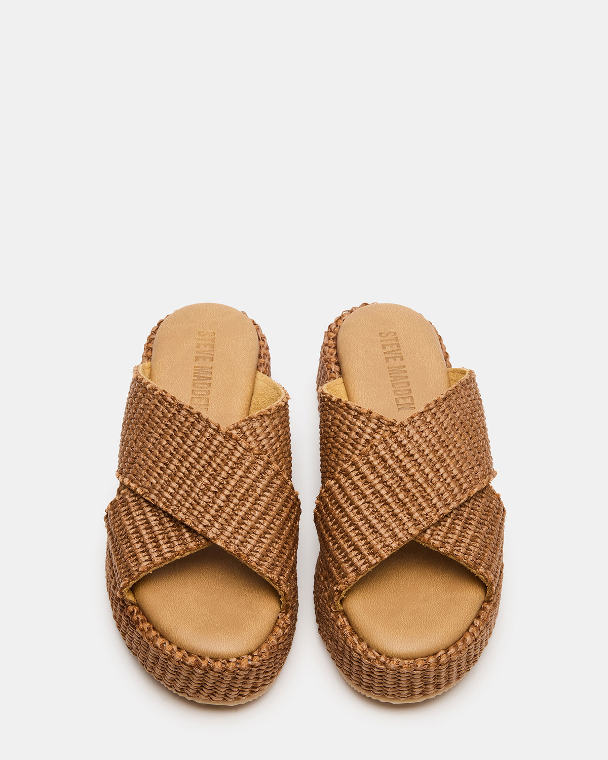 TULUM Brown Raffia Platform Flatform Women's Sandal | Steve Madden