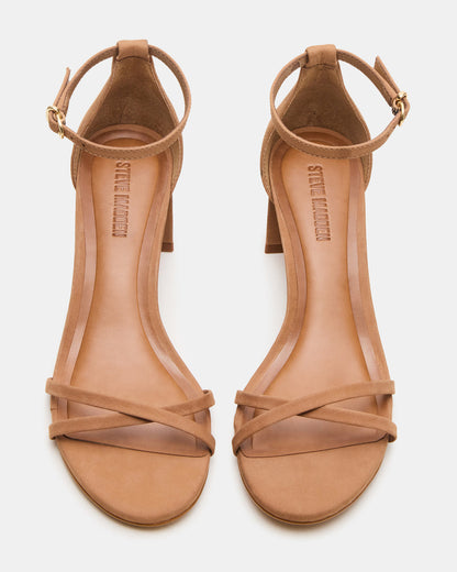 RAE Tan Nubuck Strappy Block Heel Women's Sandal | Steve Madden